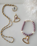 SET HEART WITH PEARL AND CRISTAL 2TONE